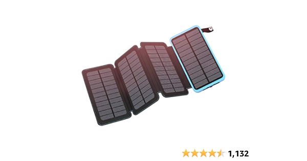 Hiluckey Solar Charger 25000mAh, Outdoor USB C Portable Power Bank with 4  Solar Panels, 3A Fast Charge External Battery Pack with 3 USB Outputs