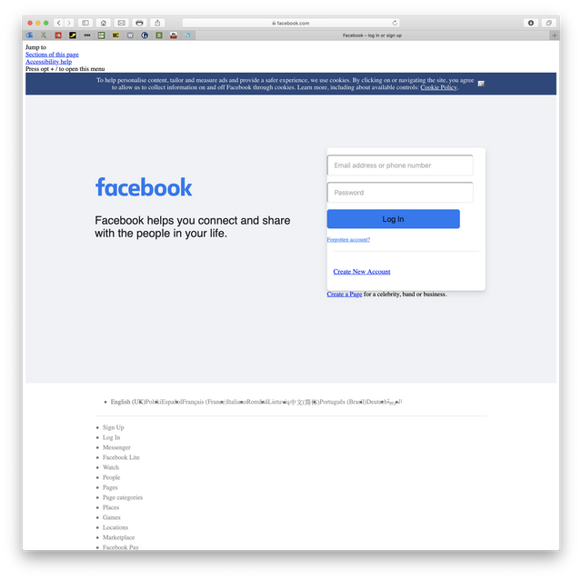 facebook through safari