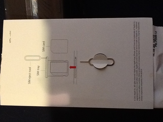 iPhone 5 did not come with a sim card removal tool Page