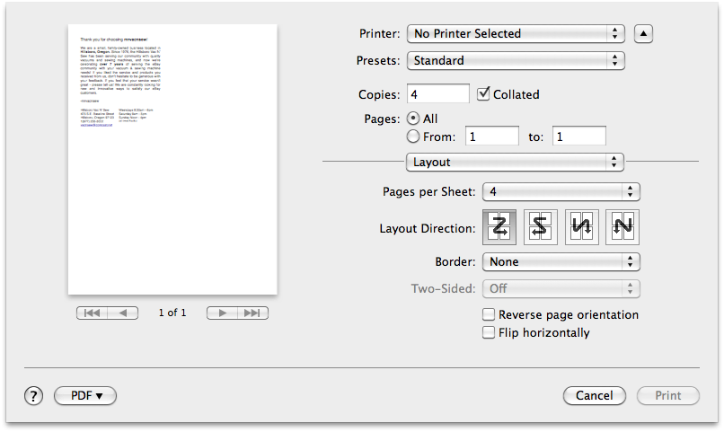 Print multiple on one page (in pages or in preview) | MacRumors Forums