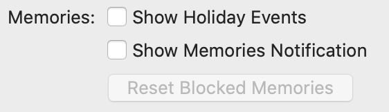 Memories settings Memories settings
