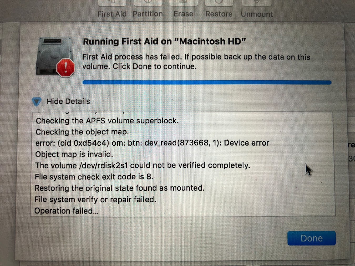 first aid on mac not working